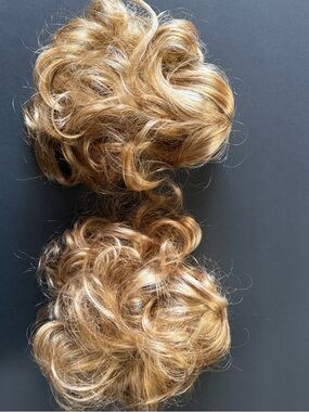 2 Blonde Curly Hair Ponytail Claw clip on Scrunchies- Natural Golden Blonde